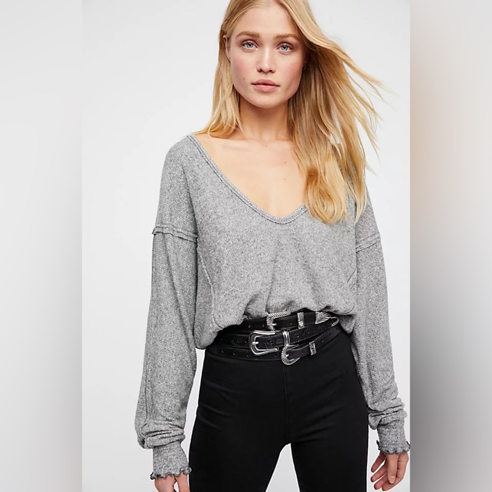 Free People We The Free Long Weekend Tee Grey Size XS